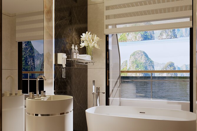 2 Day 1 Night Luxury Azura Cruise through Halong & Lan Ha Bay - Sunset, pool time, and evening activities