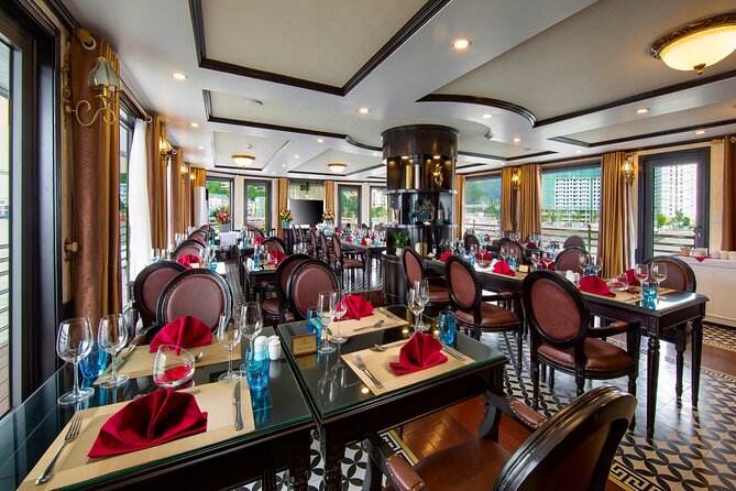 Athena Royal Cruise - Luxury Halong Bay Overnight Cruise 2D1N Tour - Sunset, dinner, and the busy side of cruise life