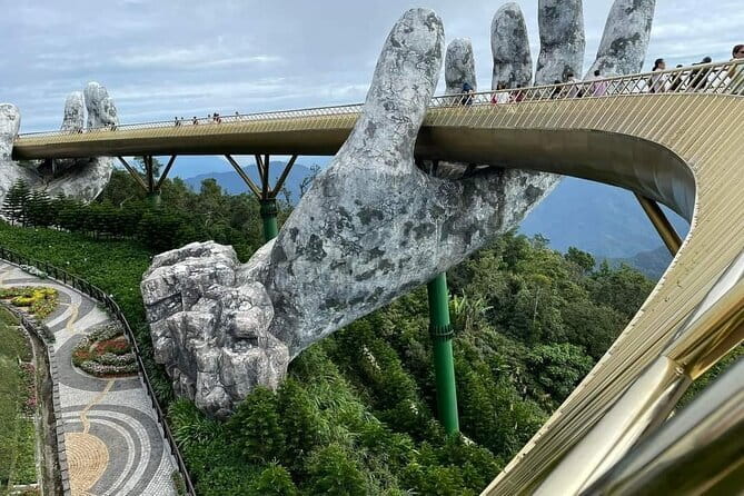 Ba Na Hills & Golden Bridge with Fantasy Park Tour-Optional Lunch - Walking across the Golden Bridge