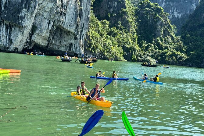 Best Value Ha Long bay 1 day - Lunch, kayak, swimming, transfer - Sunset tea on the return cruise