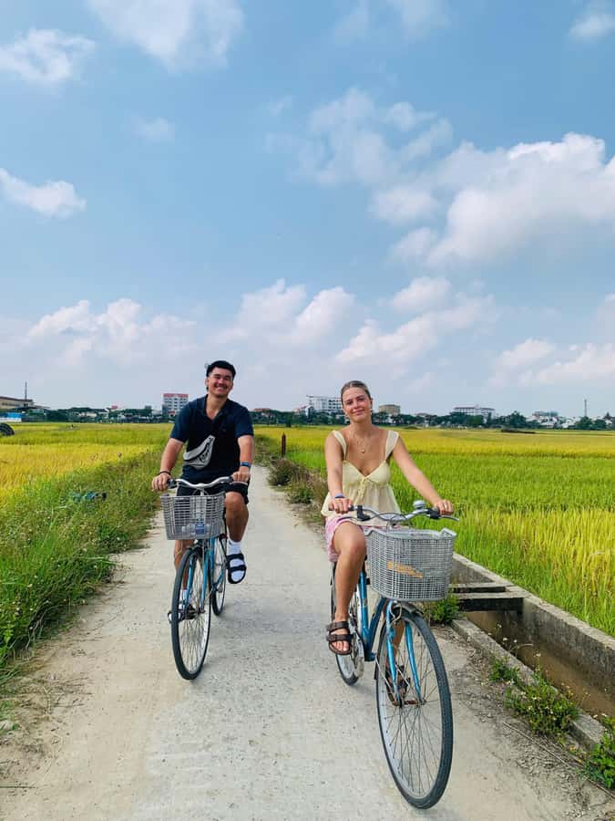 BUFFALO RIDING -BASKET BOAT & BIKE TOUR-HOI AN - Leaving Hoi An by bicycle