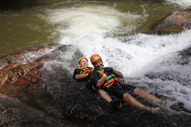 Canyoning Da Lat Vietnam - Learning the ropes on the 18-meter dry cliff