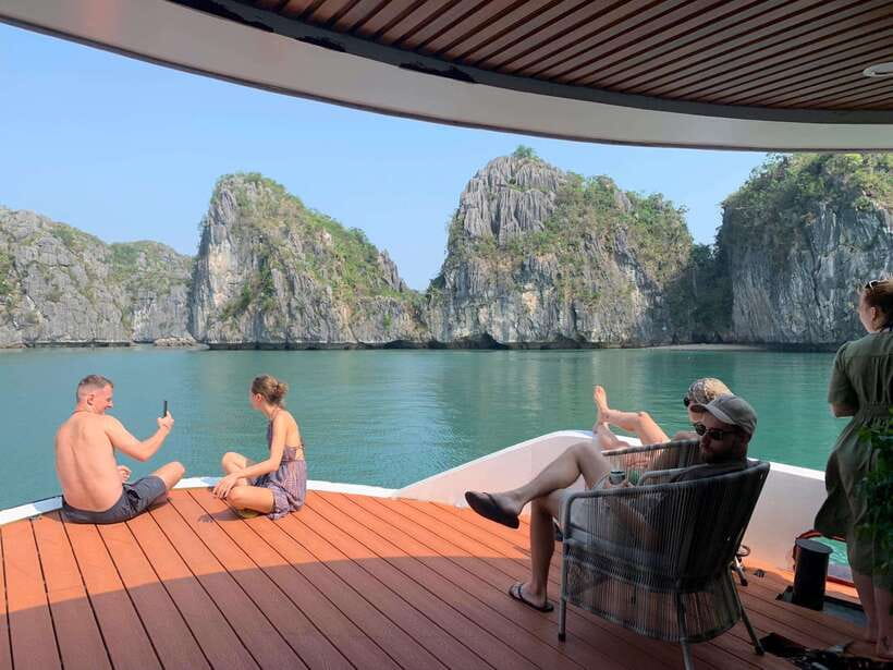 Cat Ba Island: Lan Ha Bay Full-Day with Luxury Cruise - Sunset tea, fruit, and the long ride home