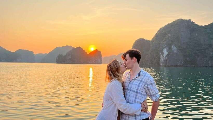 Cat Ba: Sunset on Lan Ha Bay with Sunset Party - Leaving Cat Ba through Beo Harbor