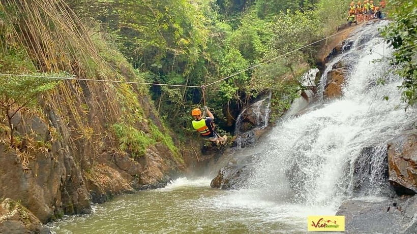 Dalat: Canyoning Extreme Adventure Vietnam - Starting at base camp with ropes, helmets, and a lesson