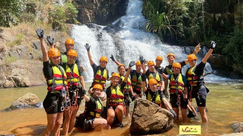 Dalat: Canyoning Extreme Adventure Vietnam - A 70-meter zipline carries you over the canyon