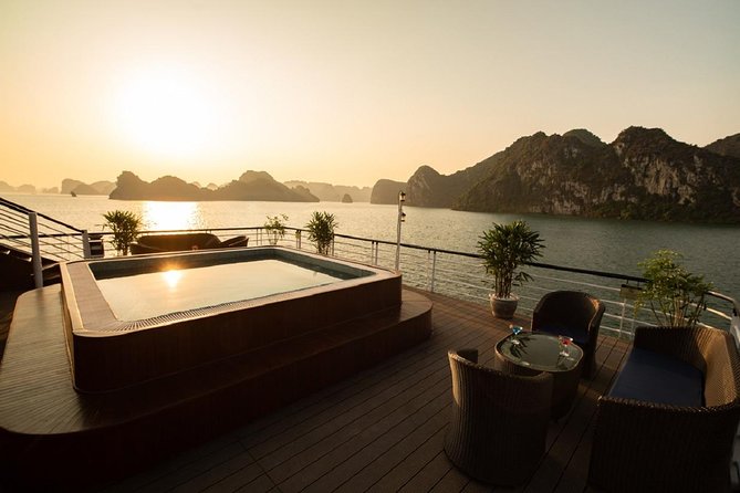 Doris Cruise 5 star cruise 2 days visiting Halong Bay Lan Ha Bay private balcony - Dark and Bright Cave by tender and rowboat
