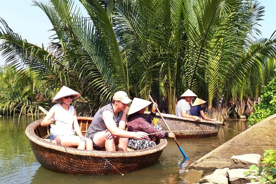 Experience Bamboo Basket Boat on Coconut village w Locals - A quick ride into Bay Mau Coconut Forest
