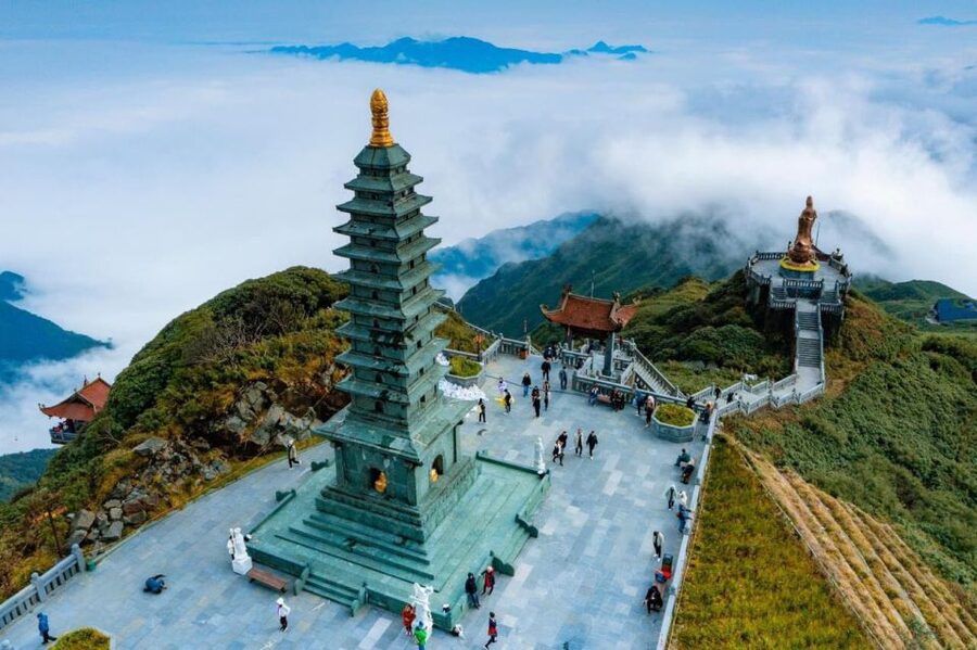 From Hanoi: 2-Day Sapa, Fansipan, and Muong Hoa Valley Tour - Riding the cable car toward Fansipan