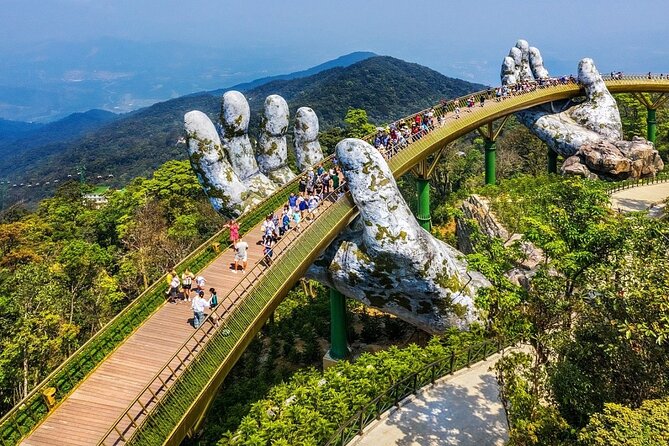 Golden Bridge Ba Na Hills with Buffets Lunch 2 ways cable car - Golden Bridge, wine cellar, gardens, and pagoda