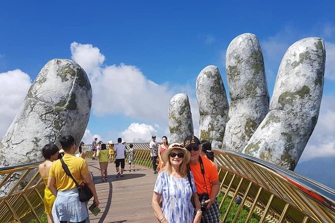 Golden Bridge-Marble Mountain-Hoi An City -Boat Ride-Night Market - Riding the record-holding cable car
