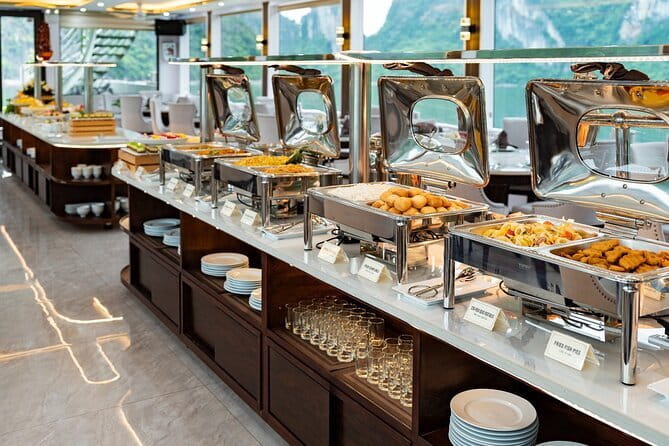 Halong Bay Day Tour Luxury Cruise With Jacuzzi and Buffet Lunch - Boarding at noon for six hours on the bay