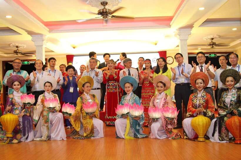 HCM: Saigon River Dinner Cruise - The city from the upper deck