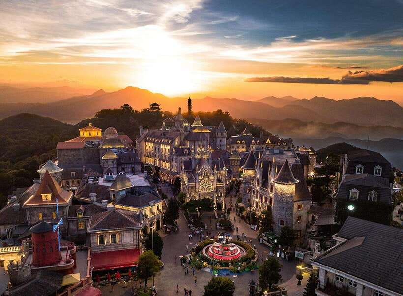 Hoi An: Full-day Ba Na Hills & Amazing Golden Bridge - French streets, a cathedral, and Luna Castle