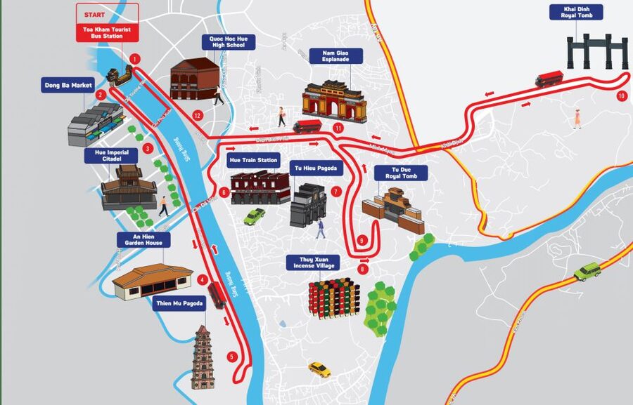 Hue: City Sightseeing Hop-On Hop-Off Bus Tour - Start at Toa Kham Boat Wharf