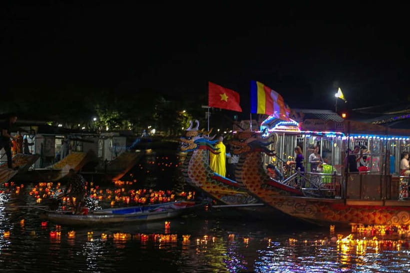 Hue: Perfume River Dinner Cruise with Traditional Show - Robes, photographs, and the lantern release