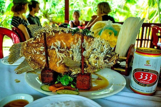 Mekong Delta 4 Islands, TukTuk, Boat, Try Khot Cake Local Cooking - Vinh Trang Pagoda gives the day a cultural start