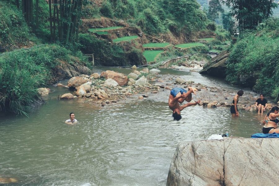 Sapa: Local Exploration on a Guided Motorbike Tour - Swimming at Cat Cat Village
